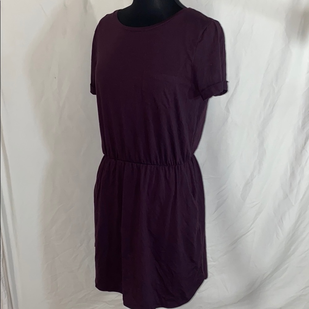 Purple tshirt mini dress with pockets divided